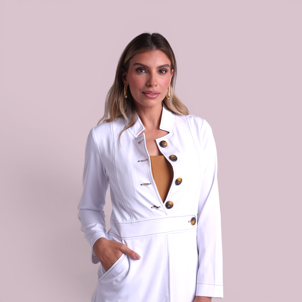 Jaleco Paola I Branco + Café